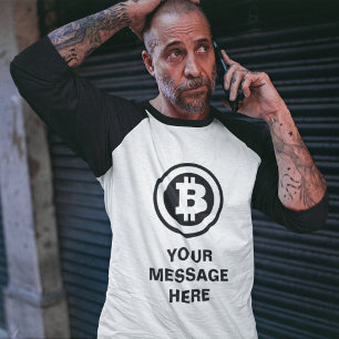 ブラックビットコインのロゴシンボルカスタムメッセージ Tシャツ