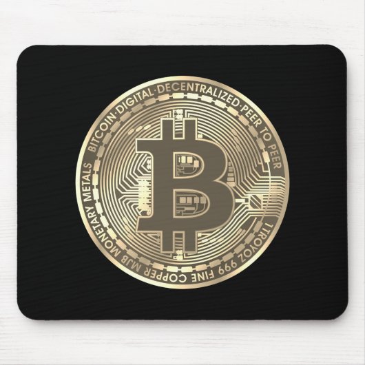 ブラックビットコインコインセピアマウスパッド マウスパッド (正面)