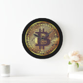 ブラックビットコインコインレコレタウォールクロック ラージ壁時計 (ホーム)