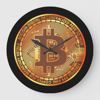 ブラックビットコインSangriaウォールクロック ラージ壁時計