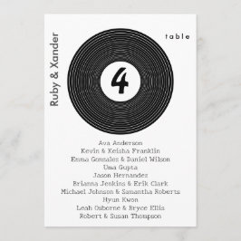 ブラックビニールつるレコードのテーブル席カード 招待状