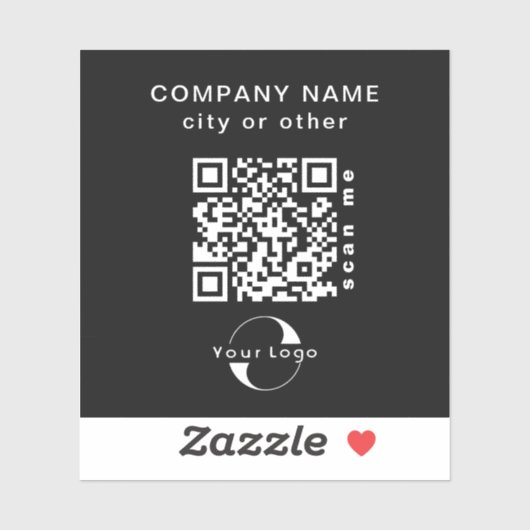 ブラックビニールスクエアビジネスQRコードウォーターボトル シール (シート)