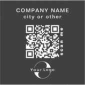 ブラックビニールスクエアビジネスQRコードウォーターボトル シール (正面)