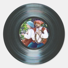 ブラックビニールミュージックレコードラベルシール&あなたの写真 ラウンドシール