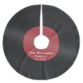 ブラックビニールレコードカスタムクリスマスツリースカート ブラッシュドポリエステルツリースカート (正面)