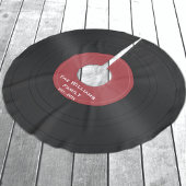 ブラックビニールレコードカスタムクリスマスツリースカート ブラッシュドポリエステルツリースカート