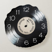 ブラックビニールレコード引用文 ラウンドクッション (裏面)