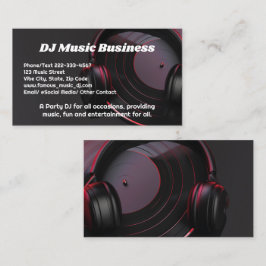 ブラックビニールレコードDjパーティー音楽Deejay DJ 名刺