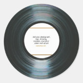 ブラックビニール音楽レコードラベル（フォトシール付き） ラウンドシール (正面)
