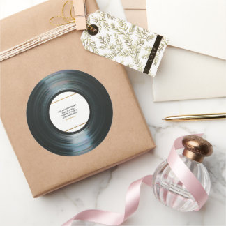 ブラックビニール音楽レコードラベル（フォトシール付き） ラウンドシール