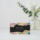 ブラックビフェイクジネスカードにホログラフィックオパール 名刺 (スタンド正面)