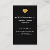 ブラックビミニマルジネス注文の挿入に対するお礼 名刺 (裏面)