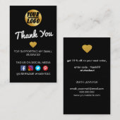 ブラックビミニマルジネス注文の挿入に対するお礼 名刺 (正面/裏面)