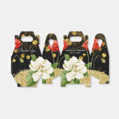 ブラックビューティフルロージー金ゴールド結婚式の引き出物ボックス フェイバーボックス (折り畳みなし)