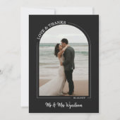 ブラックビューティフル結婚アーチフォトラブ&感謝してい サンキューカード (正面)