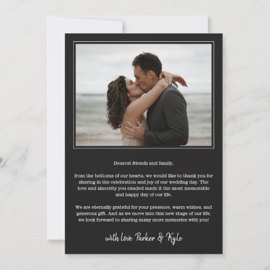 ブラックビューティフル結婚アーチフォトラブ&感謝してい サンキューカード (裏面)