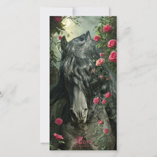 ブラックビューティー フリージア 馬 - グリーティング カード (正面)