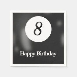 ブラックビリヤード8ボール誕生日パーティー スタンダードカクテルナプキン