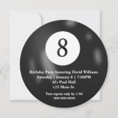 ブラックビリヤード8ボール誕生日パーティー 招待状 (正面)