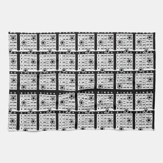 ブラックビンゴカード キッチンタオル (横)