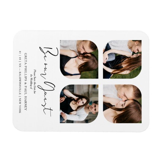 ブラックビーザゲストクローバーコラージュ4枚結婚の写真 マグネット (横)