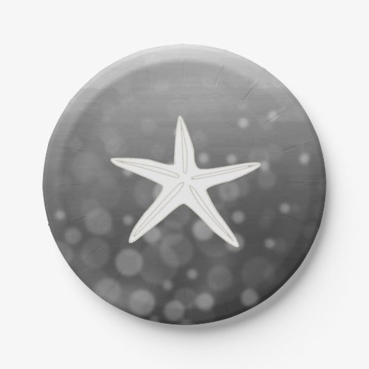 ブラックビーチをテーマにしたヒトデ紙プレート ペーパープレート (正面)