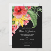 ブラックビーチフローラトロピカルデスティネーションウェディング 招待状 (正面)