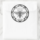 ブラックビーファンシーチハニーラベルのパーソナライズ ラウンドシール (バッグ)