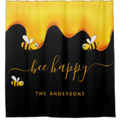 ブラックビー ハッピーバンブルビー スウィートハニー モノグラム シャワーカーテン (正面)