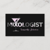 ブラックピはっきりしたンク文字バーテンダービジネスカード 名刺 (正面)