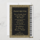 ブラックピアノ金ゴールドグリッター付きピアノリサイタル 招待状 (正面)