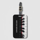 ブラックピアノ鍵タッツ名前をカスタムする ラゲッジタグ (正面縦)
