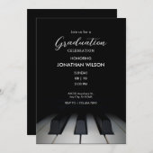 ブラックピアノ音楽卒業 招待状 (正面/裏面)