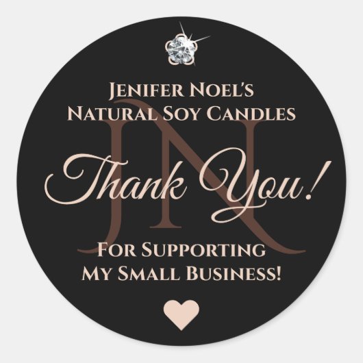 ブラックピエレガントックスロゼサンキューラインストーングラム ラウンドシール (正面)