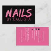 ブラックピエレガントンクグリッター爪、 ネイル 名刺 (正面/裏面)
