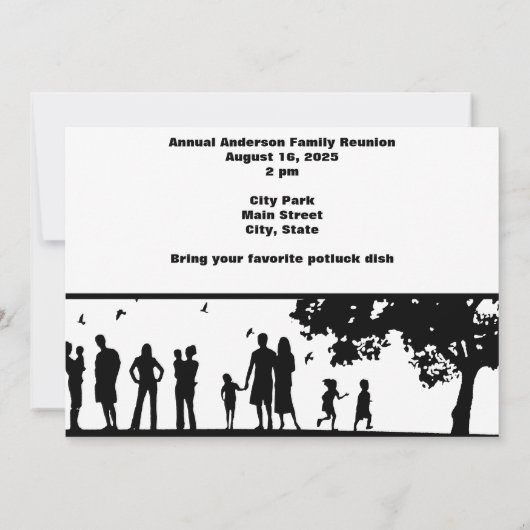 ブラックピクニックグラフィックファミリー懇親会 | ファミリ名 招待状 (裏面)