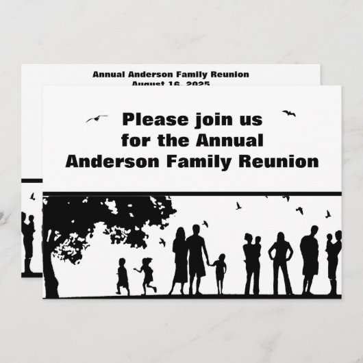 ブラックピクニックグラフィックファミリー懇親会 | ファミリ名 招待状 (正面/裏面)