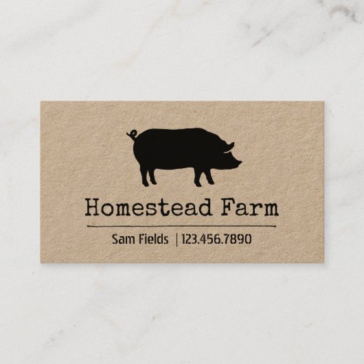 ブラックピグシルエットシンプルファームアニマルカントリー 名刺 (正面)