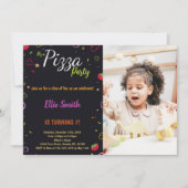 ブラックピザ誕生日招待状と写真 招待状 (正面)