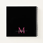 ブラックピスタイリッシュックモノグラムイニシャルスクリプト名 ノートブック (裏面)