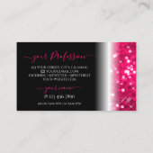 ブラックピスタイリッシュンクきらめくグリッターモノグラムシック 名刺 (裏面)