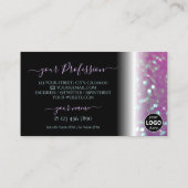 ブラックピスタイリッシュンクティール（緑がかった色）きらめくグリッター追加ロゴ 名刺 (裏面)