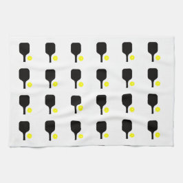 ブラックピックボールパドル&イエローボールタオル。 キッチンタオル