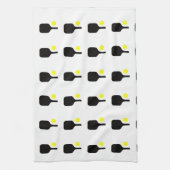 ブラックピックボールパドル&イエローボールタオル。 キッチンタオル (縦)