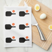 ブラックピックボールパドル&オレンジボールタオル キッチンタオル (四つ折り)