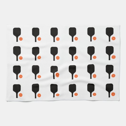 ブラックピックボールパドル&オレンジボールタオル キッチンタオル (横)