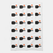 ブラックピックボールパドル&オレンジボールタオル キッチンタオル (縦)