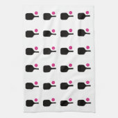 ブラックピックボール&ピンクボールタオル キッチンタオル (縦)