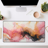 ブラックピパーソナライズされたンク金ゴールド液アルコールインク デスクマット