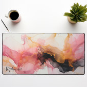 ブラックピパーソナライズされたンク金ゴールド液アルコールインク デスクマット